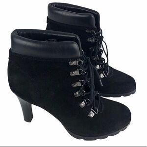 Ralph Lauren Black Suede Darby Lace Up‎ Ankle Boots Size 6.5